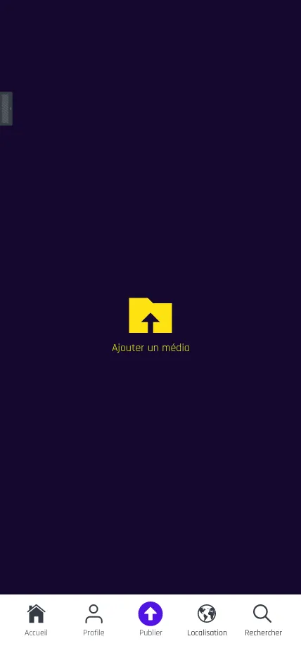 Visuel issu de l'application Street-tell : Page ajouter un média