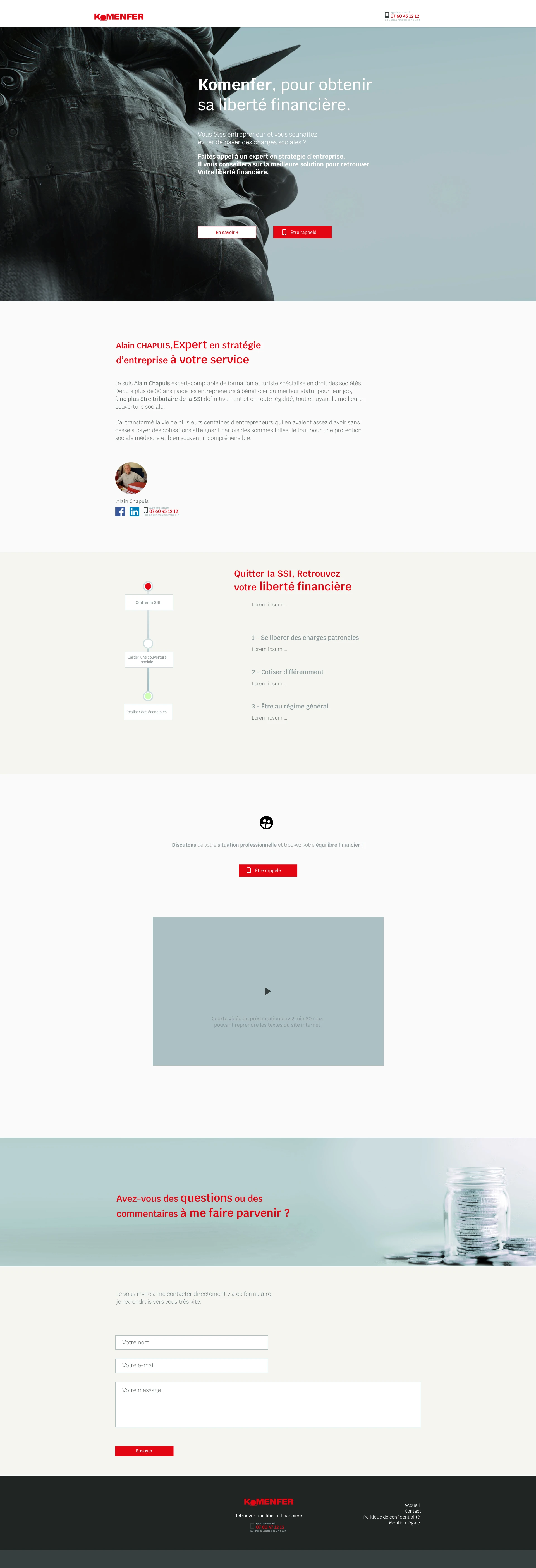 Maquette du site Komenfer, conseil en finance